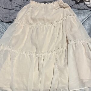 SHEIN Cream A-Line Tiered Skirt